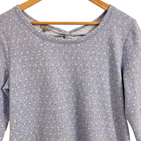 T by Talbots Twist Back Top Size Large Blue and White Jacquard Knit 3/4 Sleeves - Picture 2 of 8